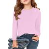 Boy And Girls Solid Color Long Sleeved T-shirt Round Neck Solid Color T-shirt