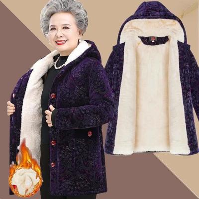Jaquetas de inverno femininas, parkas acolchoadas de algodão para avós idosas de meia-idade, grossas, quentes, com capuz, veludo dourado, roupa externa feminina 5XL
