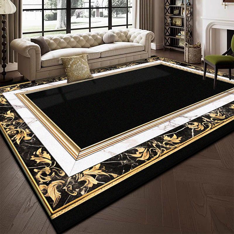 Luxury Black Marble Carpet for Living Room Bedroom Decoration Sofa Large Area Rug Cloakroom Office Fluffy Plush Customizable Mat