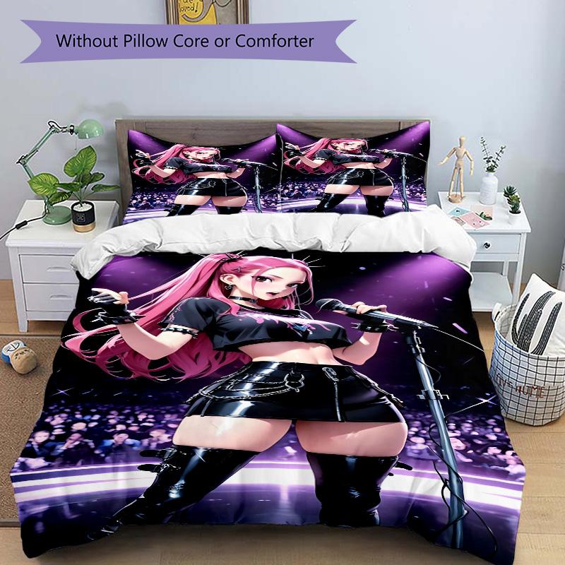 Pink Hair Singer Performance Print 3Pcs Bedding Setduvet Cover With 2 Bedropillowcase Home Birthday Gift