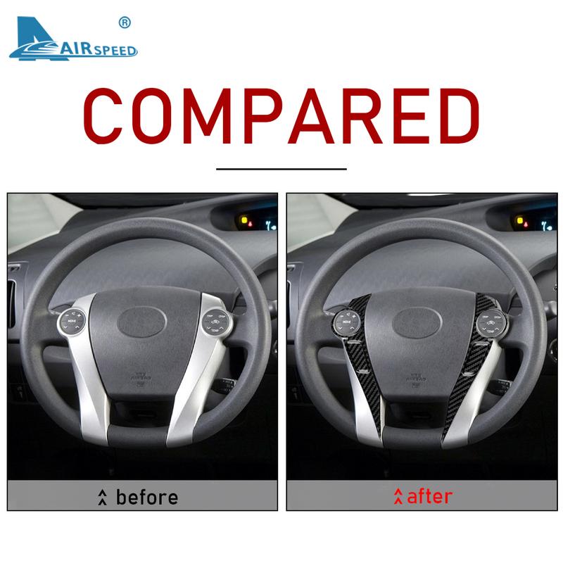Real Soft Carbon Fiber for Toyota Prius 2010 2011 LHD RHD Car Steering Wheel Button Frame Sticker Accessories Interior Trim