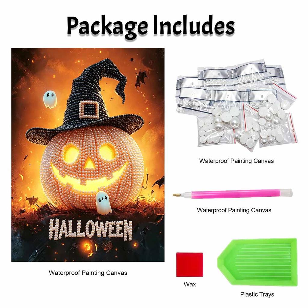 Halloween pearl pumpkin painting handmade diy art bead pearl home decoration painting