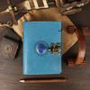 Handmade Antique Deckle Edge Paper Leather Diary, A5 Leather Diary with Blue Stone, Embossed Triple Moon, Antique Buckle Closure Journal