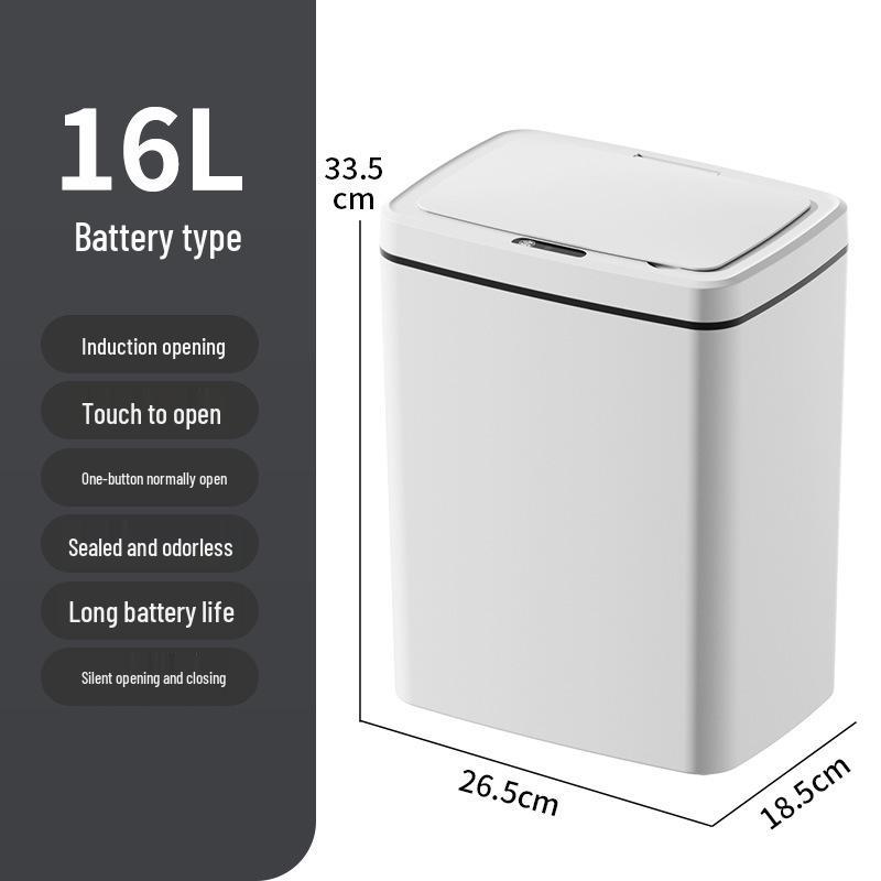 2026 Smart Trash Can: Long-lasting Battery, 16L Capacity, Fast Sensing Household Model