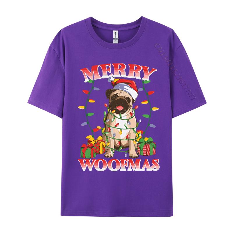 New Tshirt Merry Woofmas Christmas Santa Pug T Shirts Graphic New Trend Tops Mens Clothing Plus Size