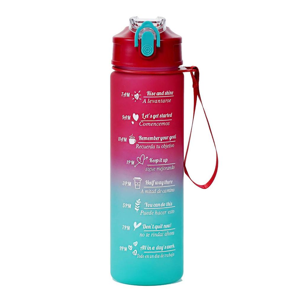 Gradient Color 800ml Sports Water Bottle with Pop-up Lid and Straw