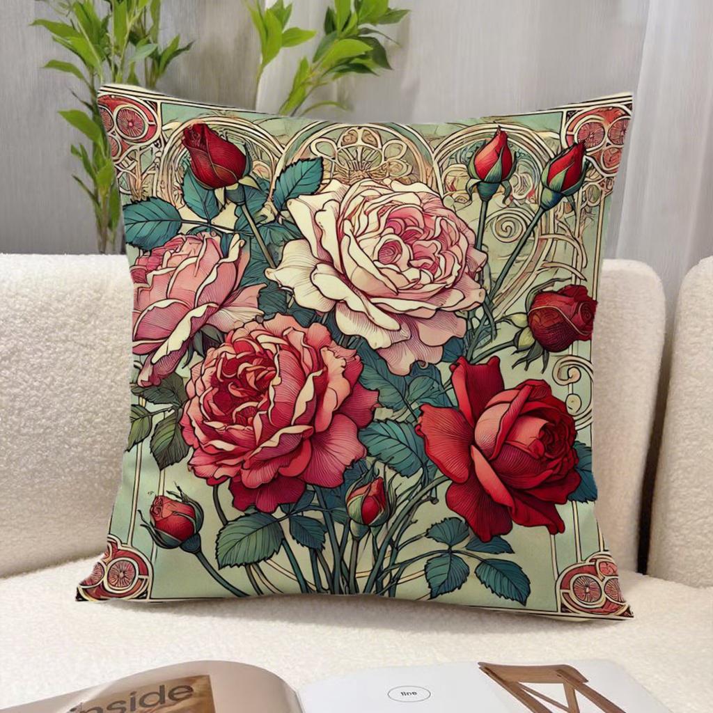 Fețe de pernă cu model floral pentru canapeaPotrivit pentru canapea, mașină, dormitor, husă decorativă pentru pernă, husă de pernă