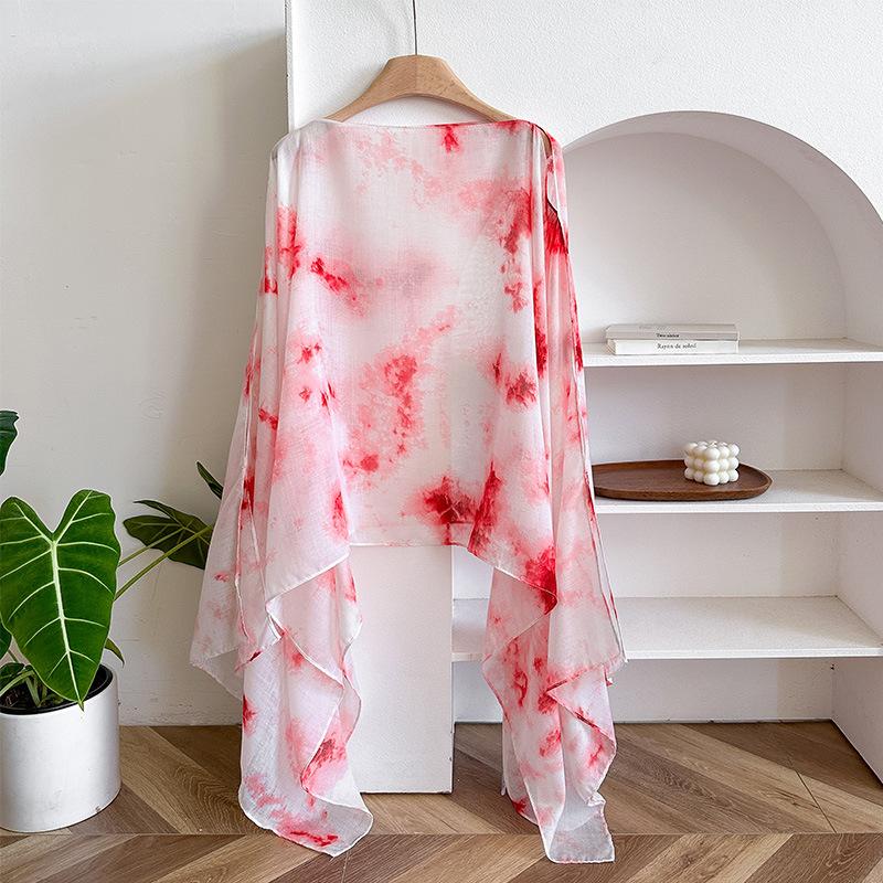 

Тонкая шаль с плавным переходом цвета, дорожная фотография, солнцезащитный шелковый шарф, свободная блузка от солнца, шаль на пуговицах 120*180