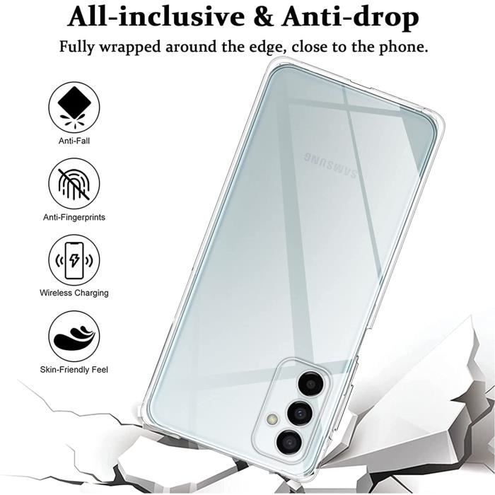 Coque pour Samsung Galaxy M23 5G - Transparent - Ultra mince - Protection écran en verre trempé - Souple
