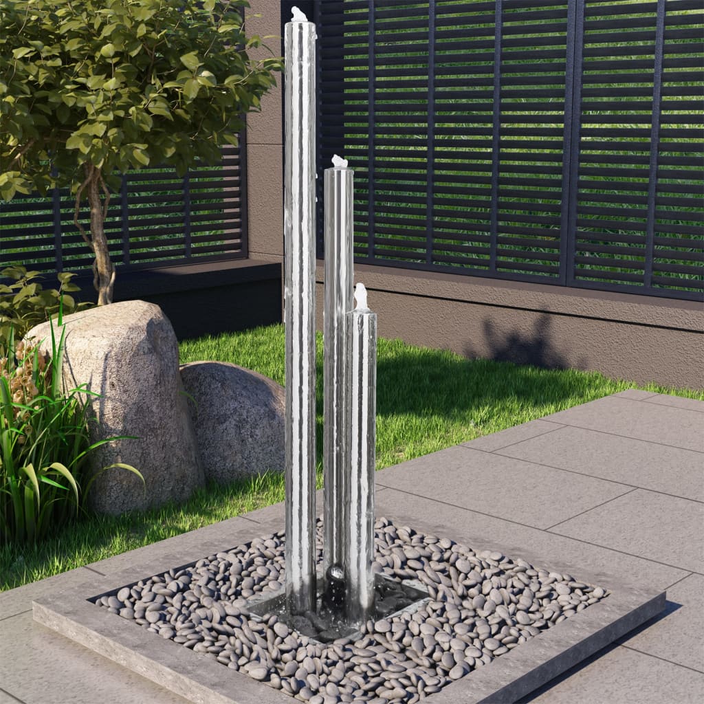 Garden Fountain Silver 48 X 34 X 153 Cm Stainless Steel