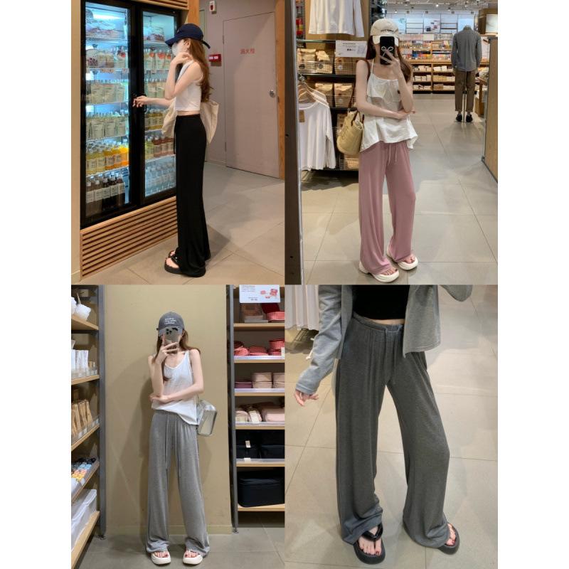 

2026 Spring/Summer Women s High-Waisted Straight Leg Sports Pants, Loose Fit, Slimming, Casual Wide-Leg Design with Drawstring. Extra Large (XL)