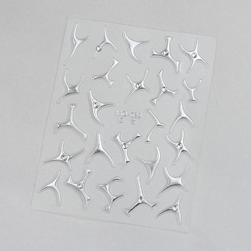 Irregular Bronzing Lines French Nail Art Stickers Silvery Graffiti Stripe Design Self Adhesive Decals Geometry Line Sliders