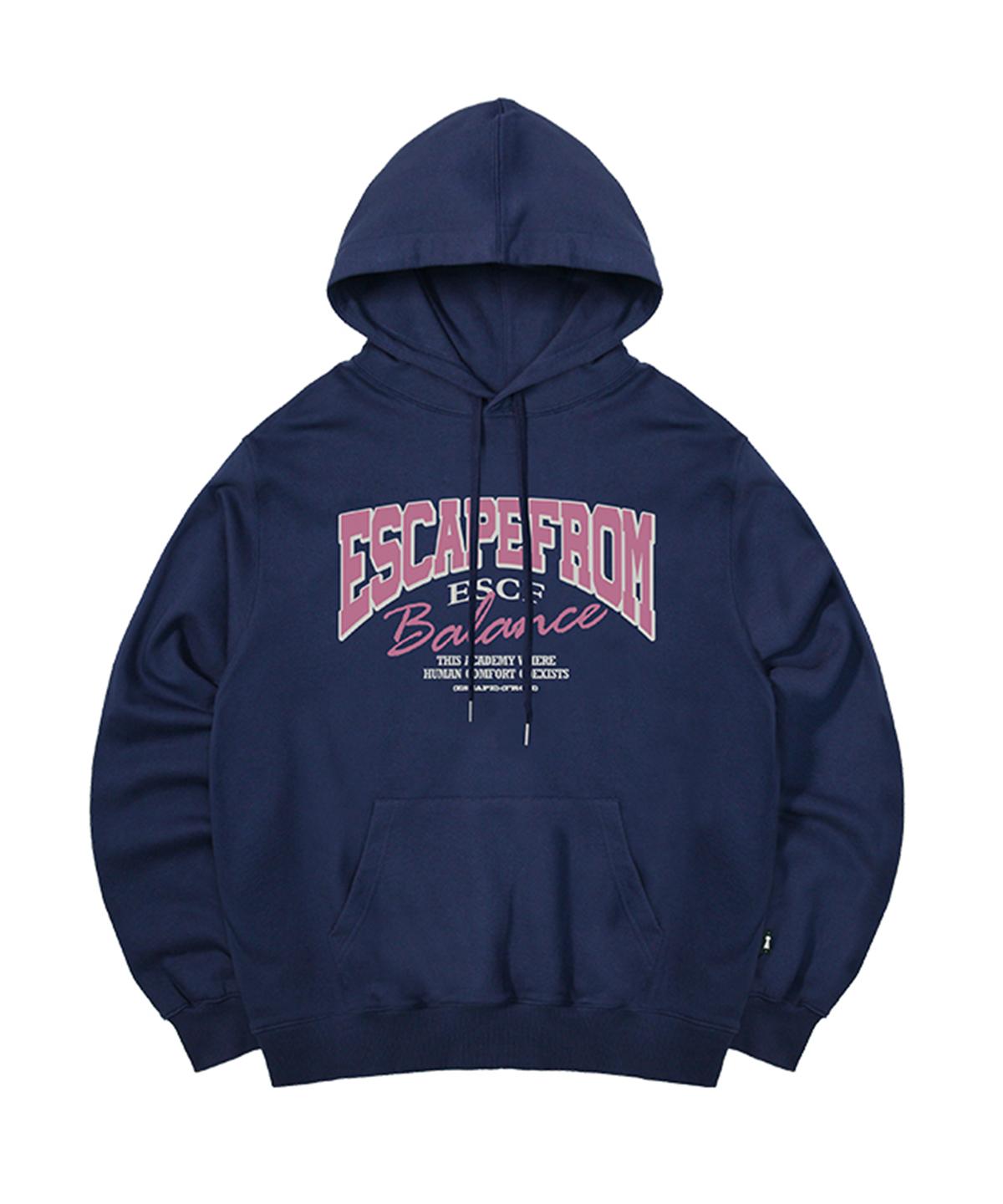 Escape From Pink Balance Logo Print Hoodie Deep Blue L