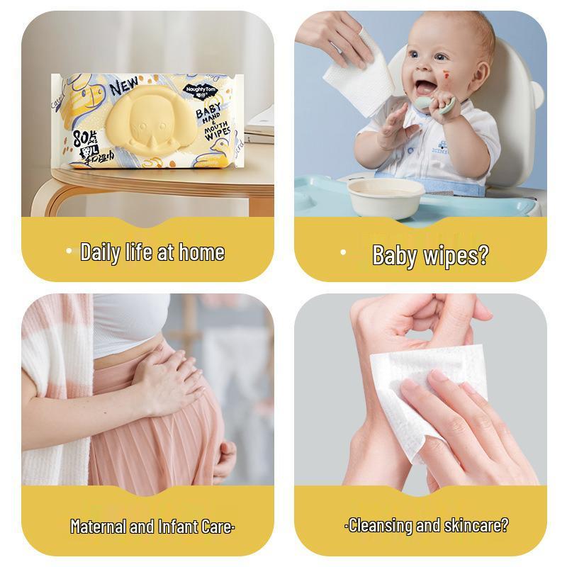 Extra Thick Baby & Toddler Hand and Mouth Wipes - Large Pack for Household Use