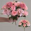 30cm Rose Pink Silk Bouquet Peony Artificial Flower 5 Big Head 4 Small Bud Bride Wedding Home Decoration Artificial Flower