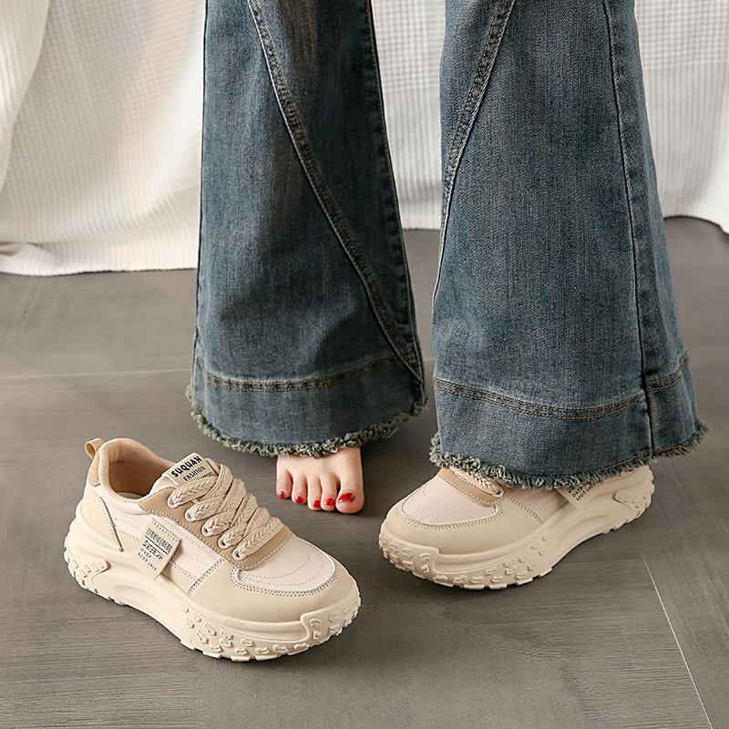 CRLAYDK Designer Chunky Sneakers for Women Lace Up Platform Walking Shoes Casual Ladies Running Sports Leather Tennis