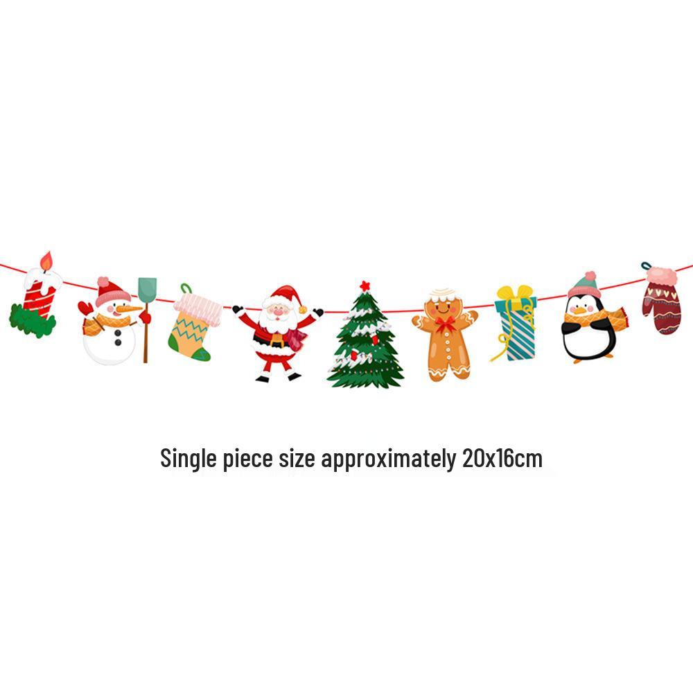 Snowflake & Santa Claus Christmas Banner - Holiday Party Decoration Garland