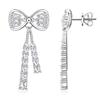 Silvere Glam European And American Light Luxury And High-end Style Bow Moissanite Ear Studs, Silver Ear Rings Long Full-stone Ear Accessories