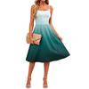 Women Sleeveless Dress Adjustable Straps Casual Midi Dress with Pockets Gradient Print Summer Dress for Everyday Wear