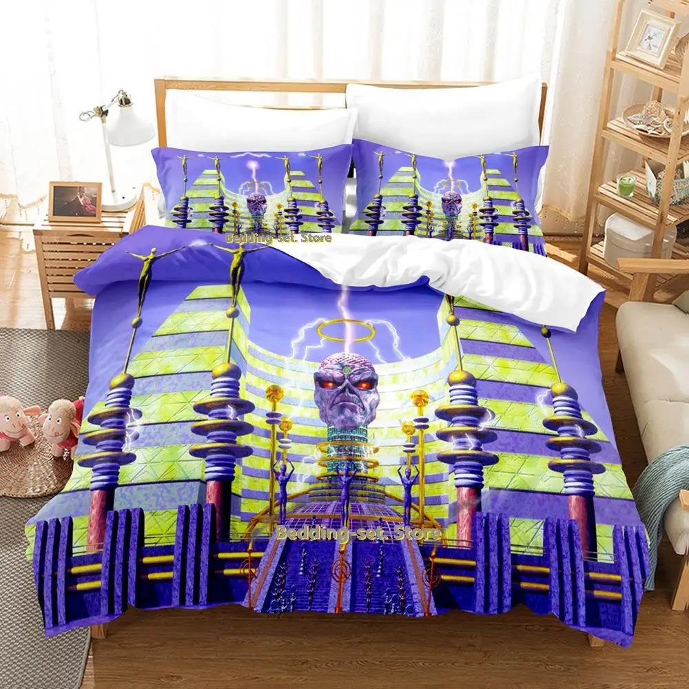 New Hip Hop Maiden Heavy Metal Bedding Set Cartoon Anime Three-piece Set Adult Kid Bedroom Duvetcover Sets Queen Bedding Set