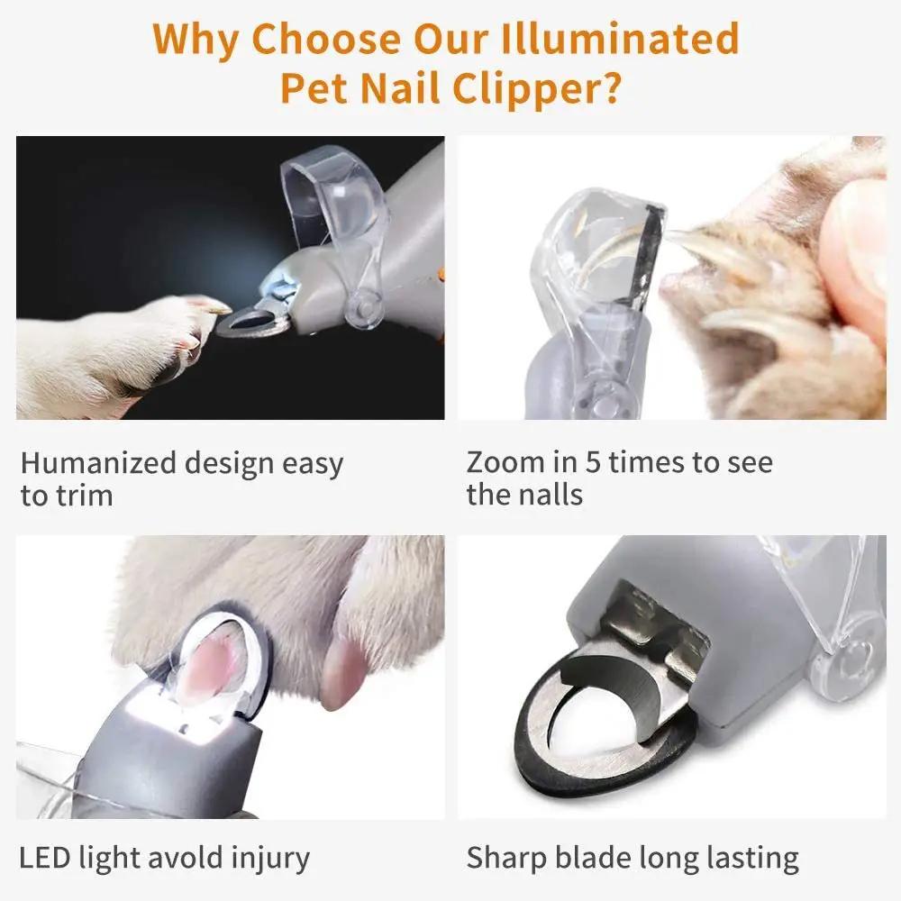1PCS LED Nail Clipper for Pets with Light, Cat and Dog Grooming Scissors for Simple and Safe Claw Care