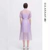 ELLASSAY Women's Wisteria Purple Wrinkled Mesh Shirtdress