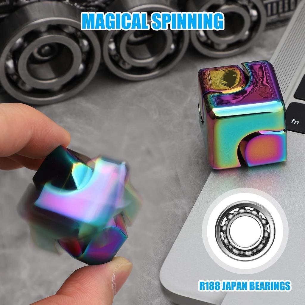 Infinity Fidget Cube, 2 in 1 Fidget Spinner Toy Metal for Kids and Adults, Transformable Anti-Anxiety Cube Fidget Block, EDC Office Desk Gadget