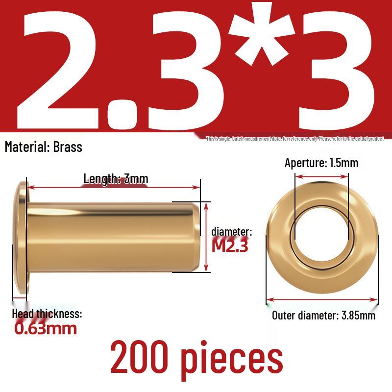 Pure Brass Hollow Rivets & Copper Eyelets Fasteners M1.3–M5