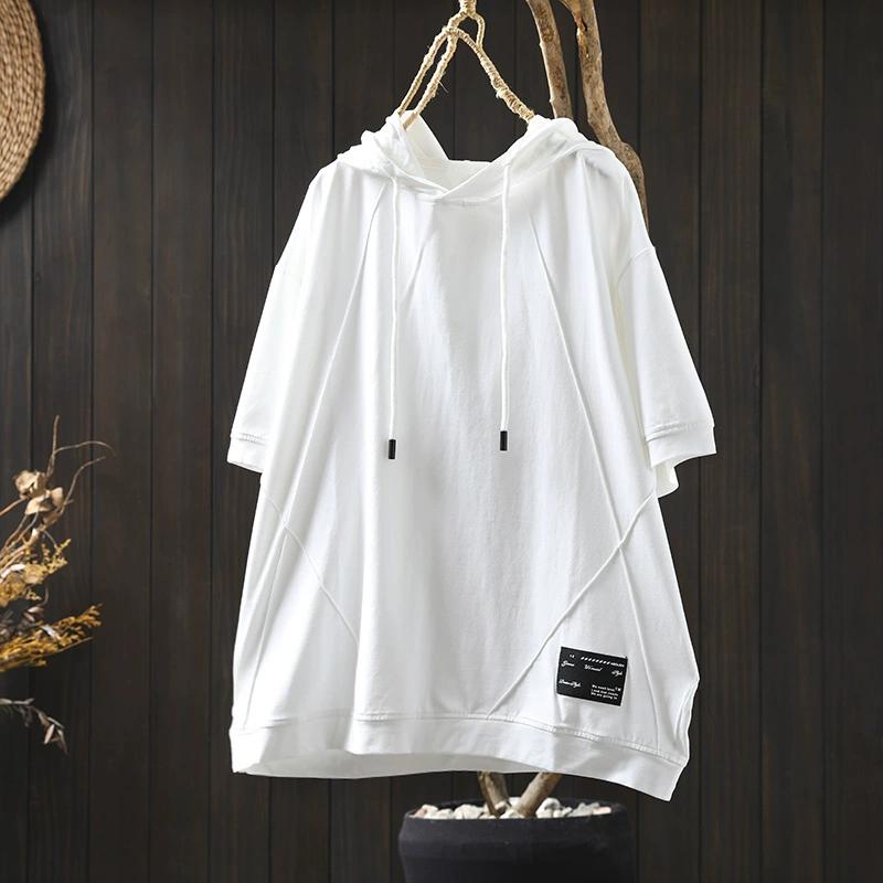 

DIMANAF 2025 Футболка Летняя женская с коротким рукавом Длинные пуговицы Свободные топы Футболки One Size