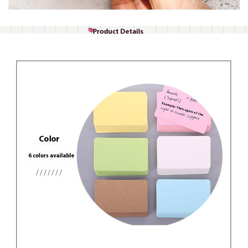 50/100Pcs Colored Blank Kraft Paper Cards Craft Cards Paper Business Message Cards Flash Card Blank For Learning Study Diy Memor