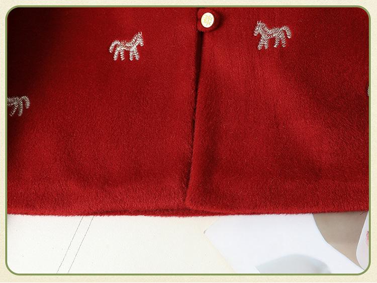 2026 Spring Women's Chinese New Year Embroidered Cardigan – Horse-Themed Wool Coat for Mothers & Mother-in-Laws