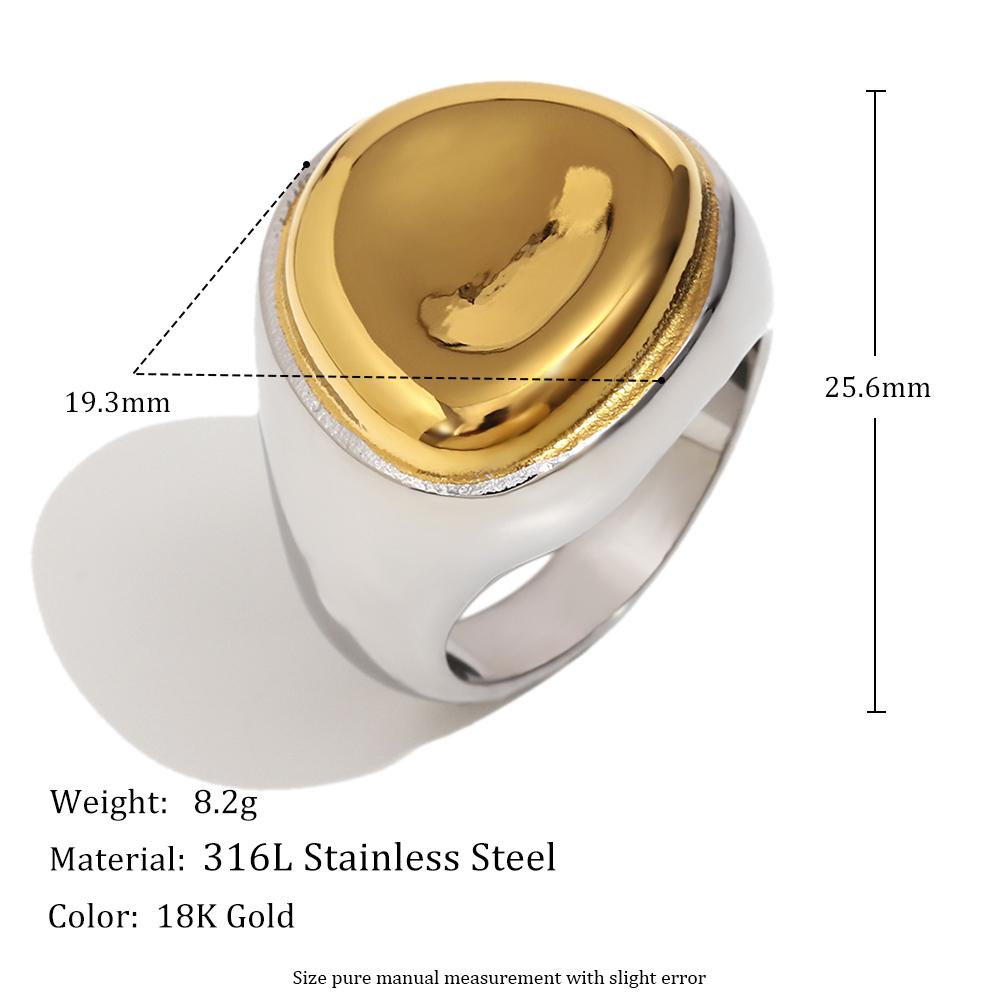 

MamacitaSlay Unique 316L Stainless Steel Double Color Wide Edge Ring Party Simple Waterproof Jewelry Women s Charm Ring Gift 6