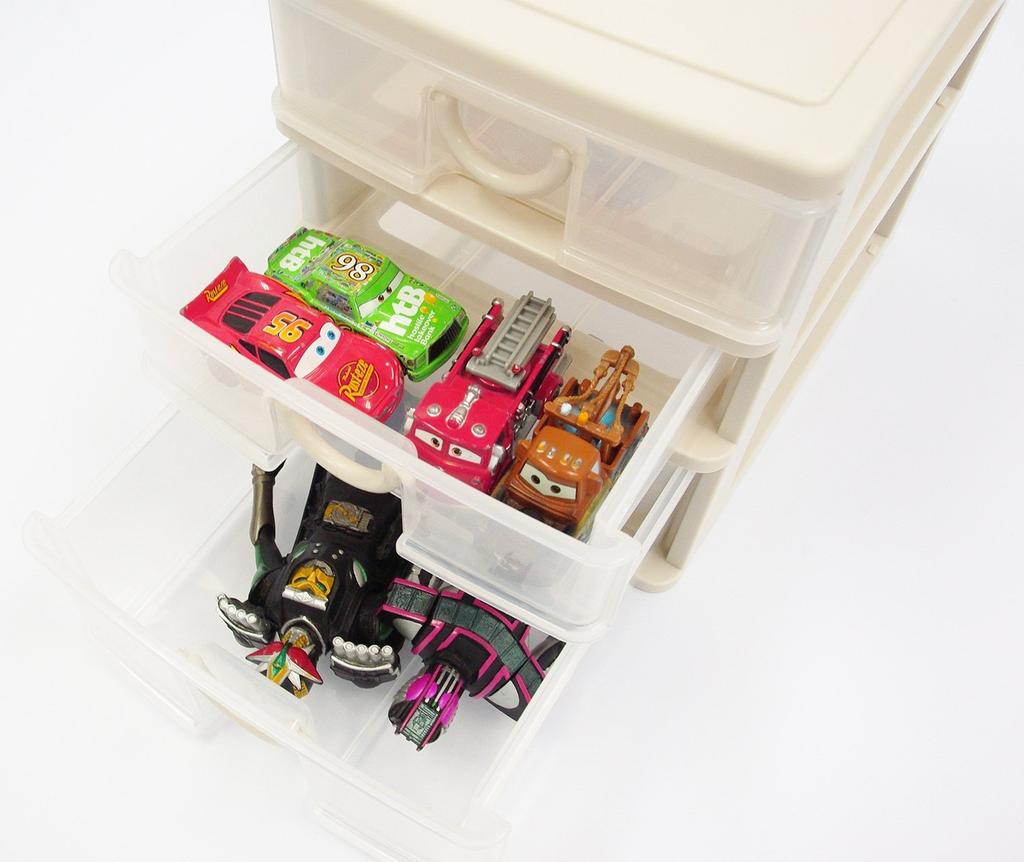 Sanko Kunststoff-Zubehöraufbewahrung Elpis Breite x Tiefe x Höhe Soft Beige 3-stufig 18,2 26,5 21,8cm