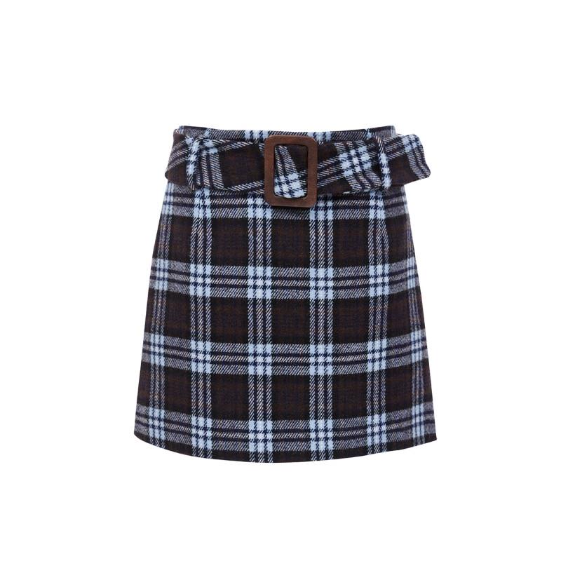 Veromoda Women's Plaid A-Line Mini Skirt
