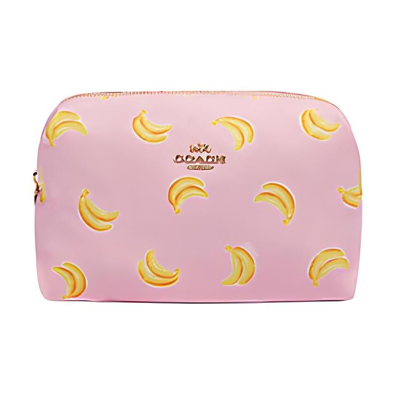 

COACH 20 Banana Print Zipper Closure Nylon Cosmetic Case Cosmetic Bag Small Women s Pink рожевий