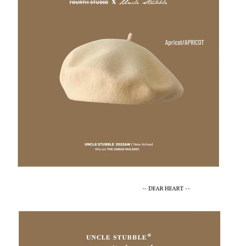 High-Quality Australian Wool Beret: Anti-Pilling, Korean Style, Solid Color, Retro Painter Hat for Girls