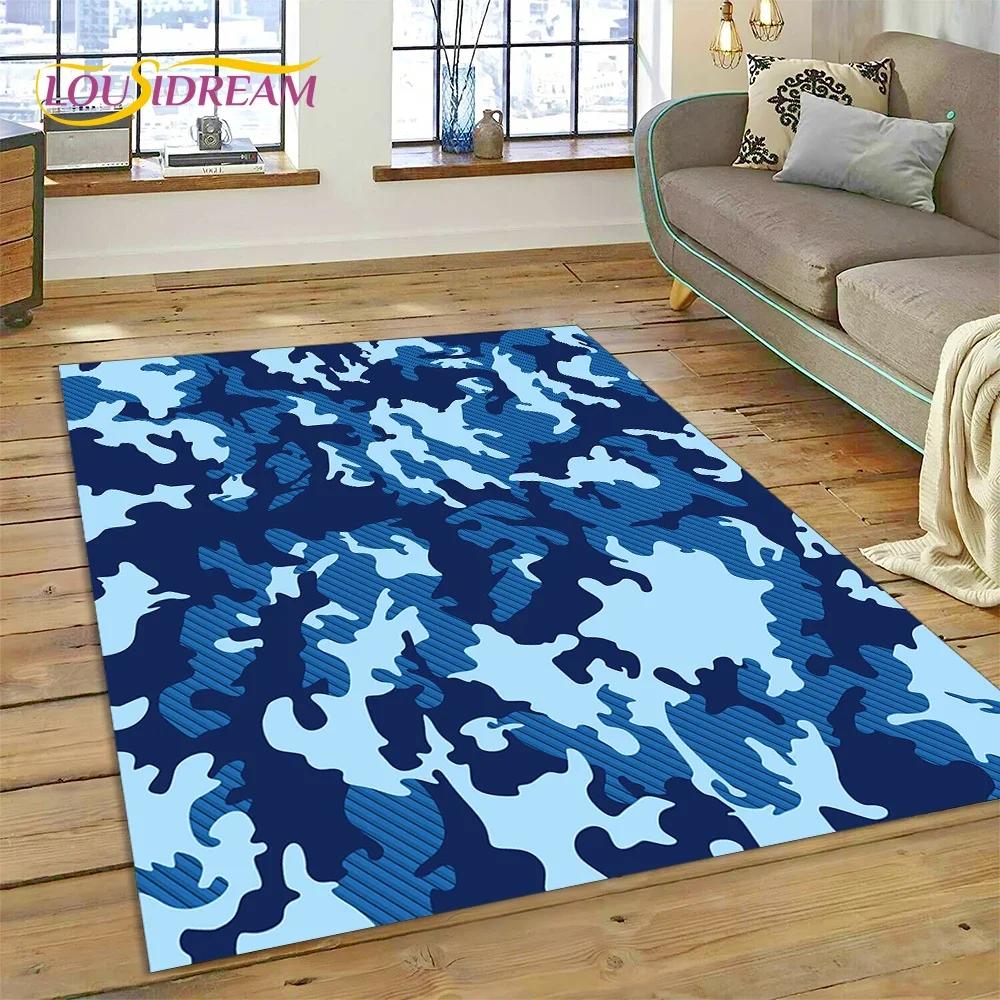 3D bunter Tarnmuster grüner Camouflage 2025 Stil Teppich für Wohnzimmer Schlafzimmer Zuhause Sofa Dekoration Bereichsteppich rutschfeste Bodenmatte