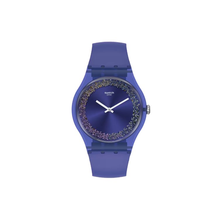 Swatch Originals Series Quartz Movement 30M Water Resistant Watch 47Mm Purple Dial Plastic Case Silicone Strap Unisex watches SUOV106 Purple Watch Dial