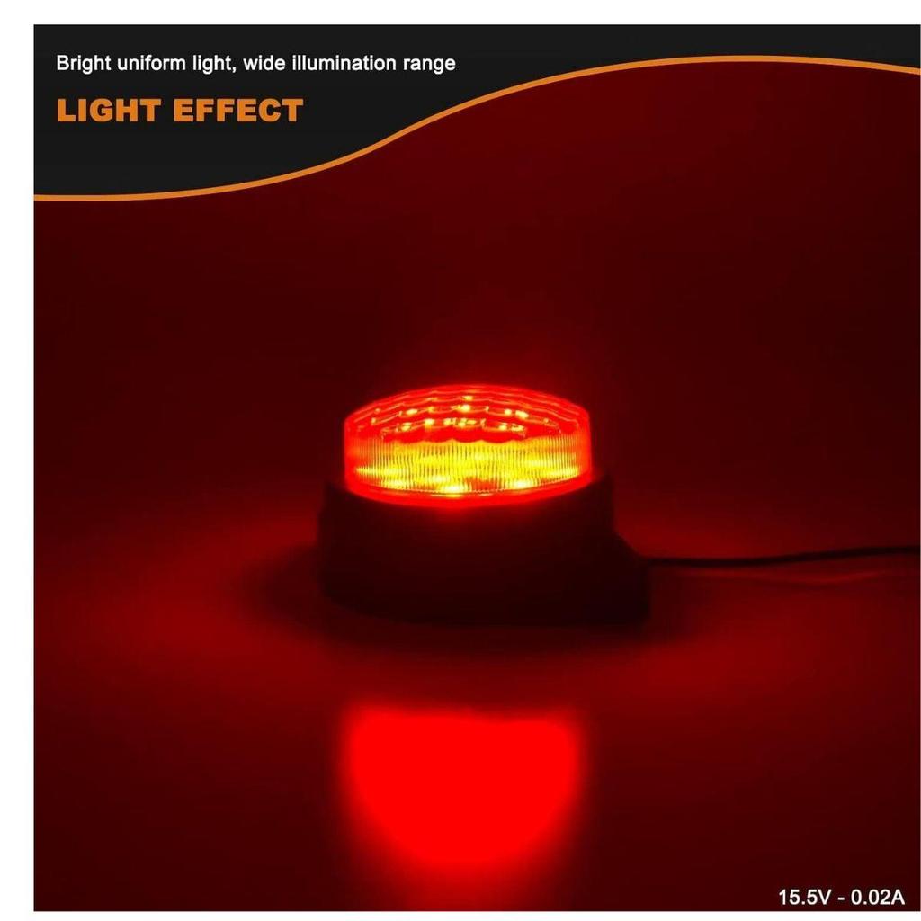 18PCS Red LED Marker Lights 12V Waterproof Trailer Side Marker Lamps for Truck Bus Lorry Boat Cargo Universal Fit