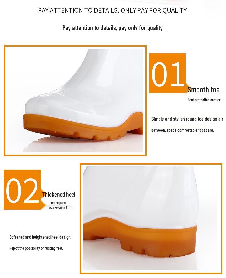 Military-Style Non-Slip White Rubber Boots for Men and Women - Thickened Wading Work Shoes
