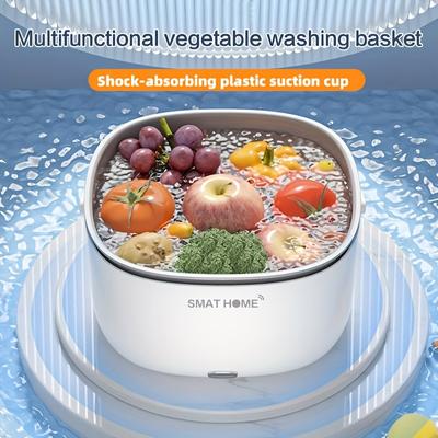 Máquina de Lavar Vegetais Ultrassônica Purificador de Alimentos Remoção Automática de Resíduos Cesta Portátil para Escorrer Frutas e Vegetais