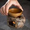 Stufa Riscalda Tè in Gres Giapponese Retrò Ceramica Candela Bruciatore Oli Essenziali Scalda Tè Kung Fu per Decorazione Casa Articoli da Tè