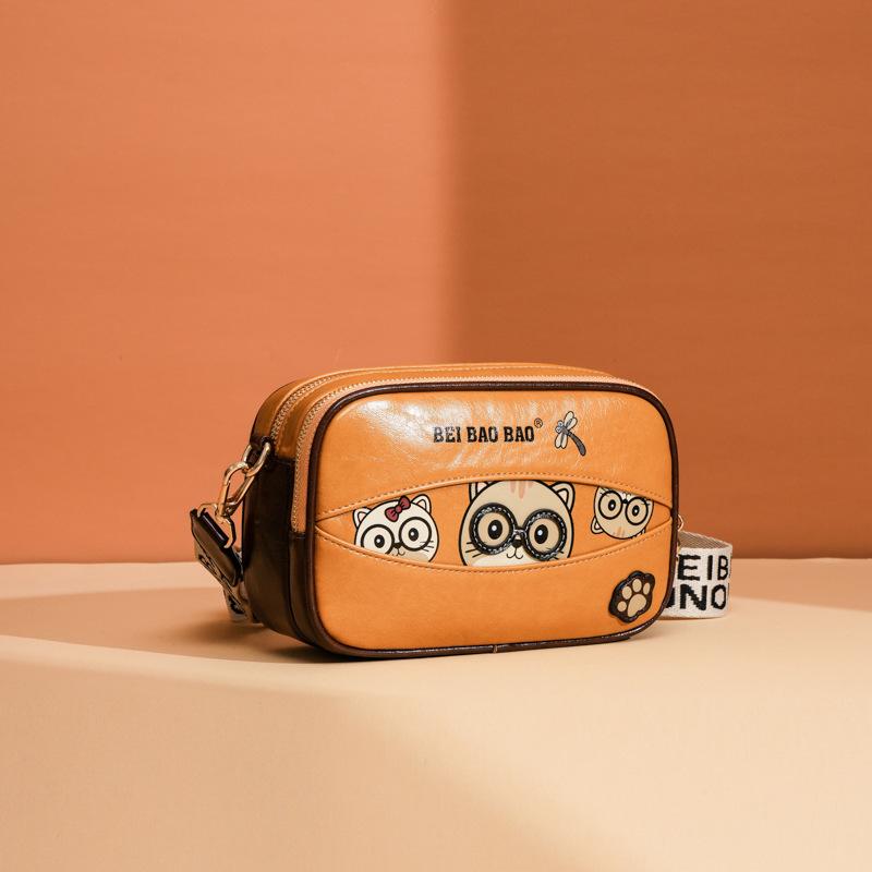BEIBAOBAO 2026 New Fashion Popular Women's Messenger Bags Cute Sweet Cartoon Bear Small Square Bags Casual Simple Lightweight Underarm Bags for Female