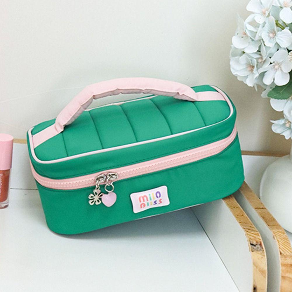 Small Fresh Macaron Cosmetic Bag Portable Large Capacity Travel Cosmetic Handbag Girl Series Storage Handbag Contrast Color