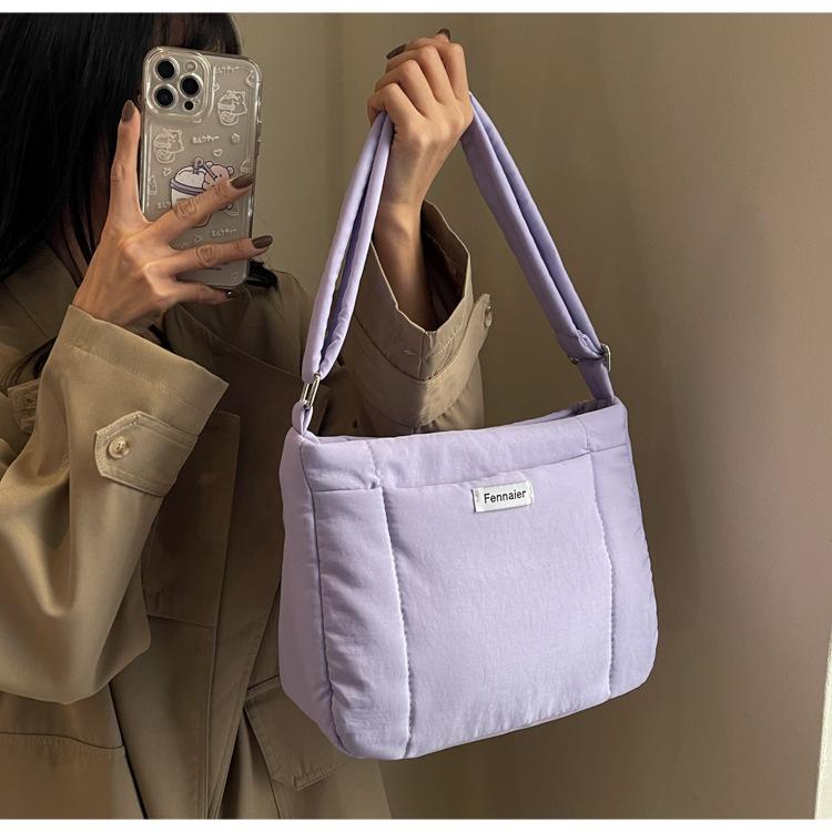 Lightweight Down Cotton Crossbody Bag Student Commuter Unisex Tote Bag Nylon Cloth Shoulder Bag