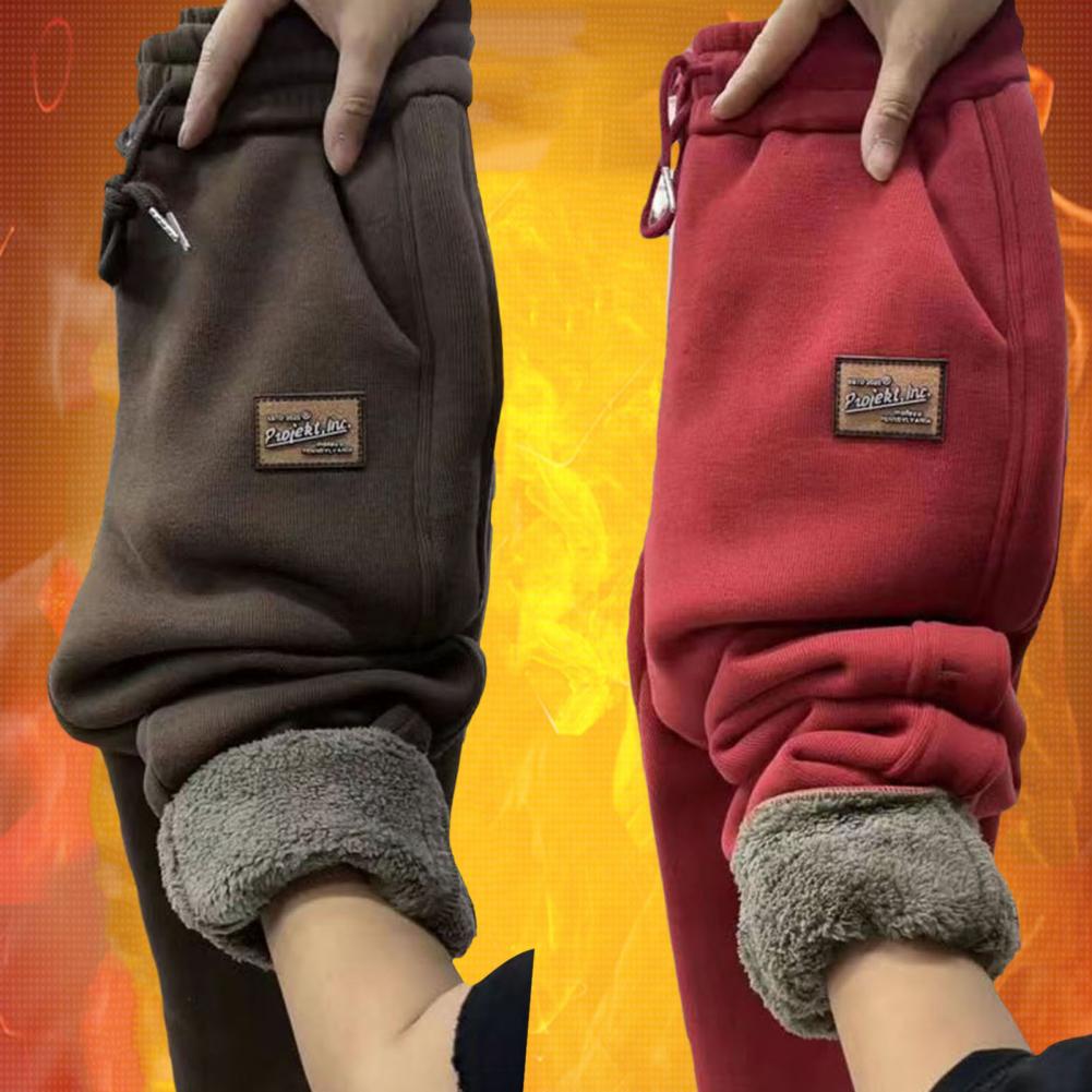 Damen Winterhose mit Fleecefutter, warm, dick, modisch, Thermo-Plüschhose, lässig, Sport-Jogginghose, Hose mit elastischer Taille