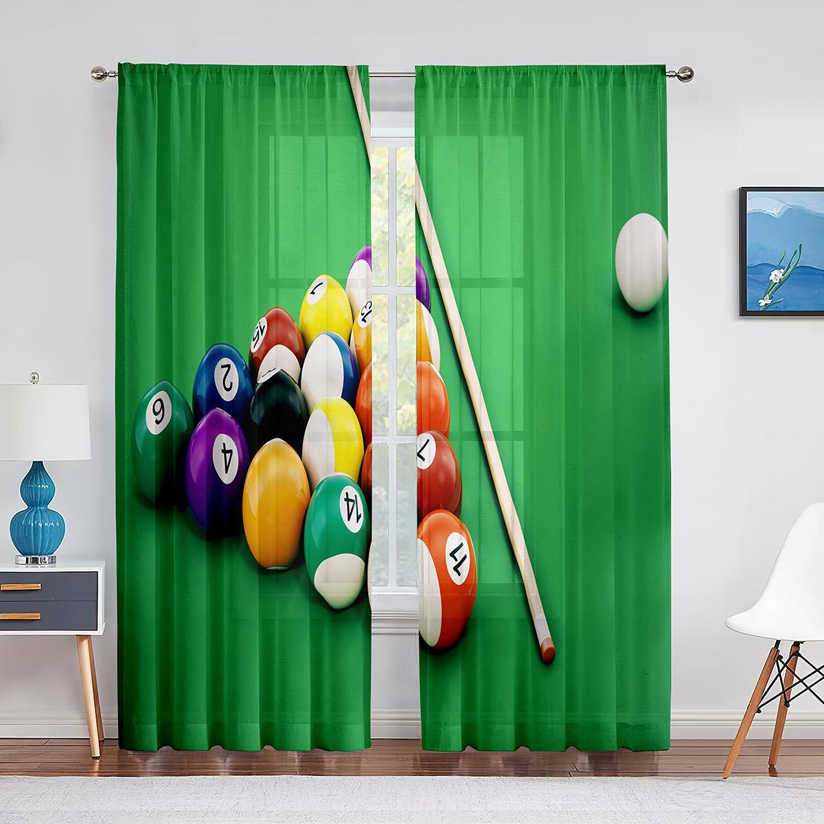 

Конкурс Бильярдных Шаров Развлекательная Игра Тонкие Тканевые Шторы для Гостиной Спальни Кухни Декор 2 панели Штора Драпировка кортин (W50H130cm)-2pcs&Grommet Top