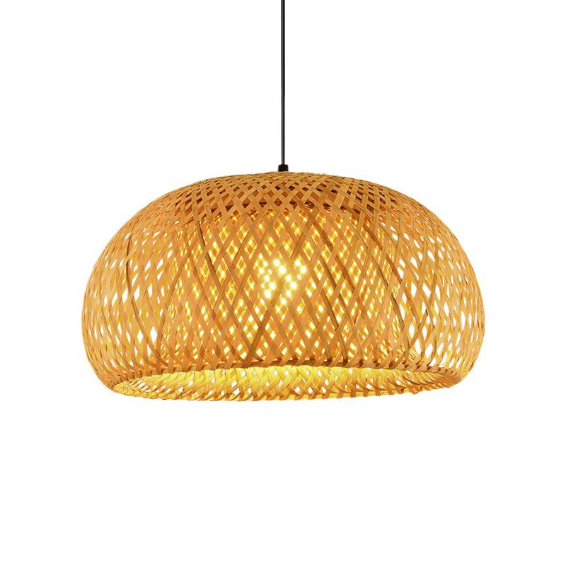 Bamboo Woven Pendant Light - Japanese Lantern for Dining, Restaurant, or Tea Room. Rattan Straw Hat Lampshade with New Chinese Art Design.