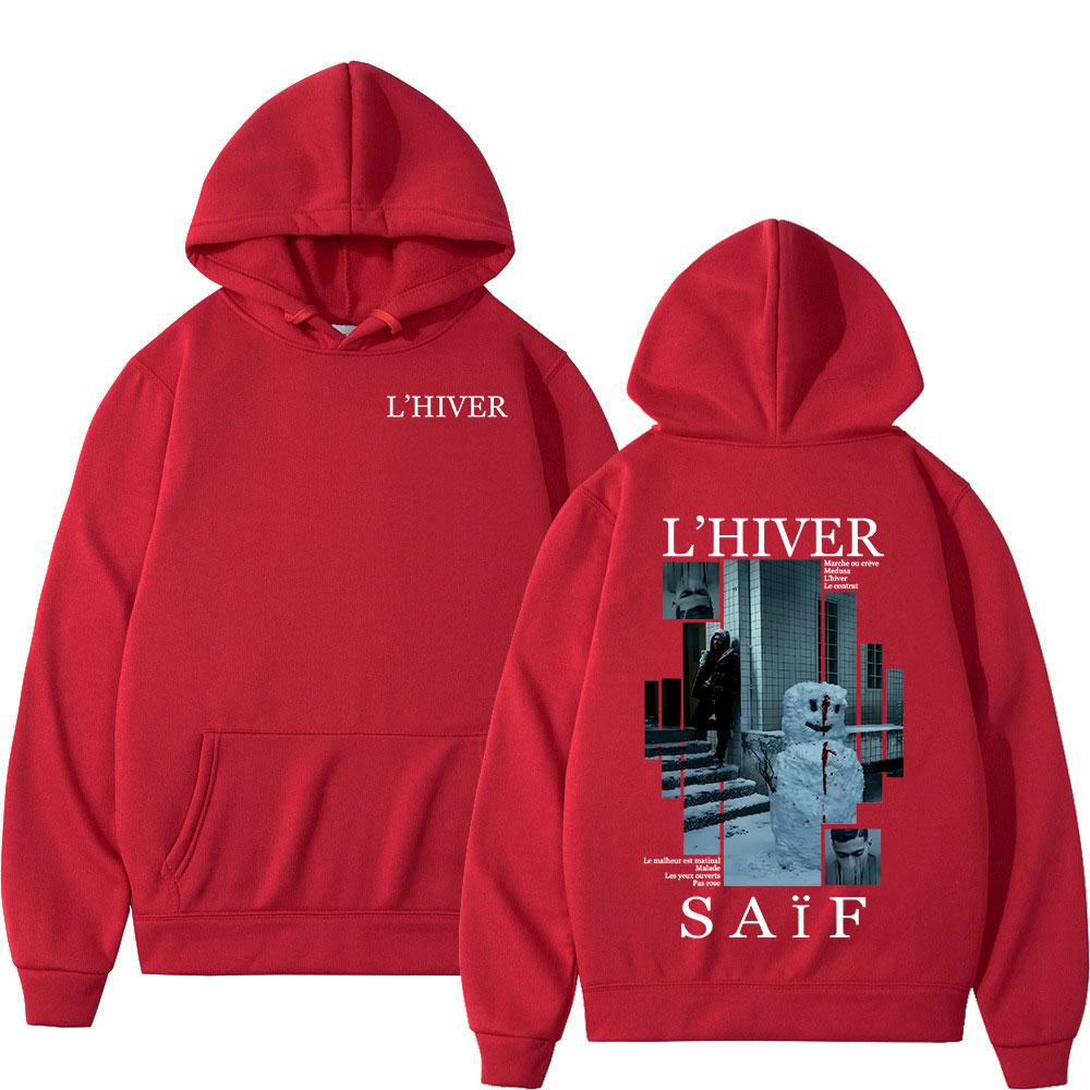 

Rapper L HIVER Saif Album 2025 Hoodies Men s Hip Hop Fleece Pullovers Sweatshirts Retro Long Sleeve Oversized Hoody Streetwear S