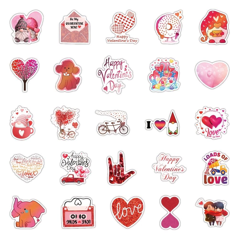 50pcs Valentine'S Day Stickers,l Waterproof Romantic Stickers for Laptops, Gifts and Valentine'S Day Wall, Window Decorations